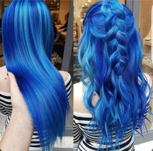 رنگ مو آبی فانتزی برقی