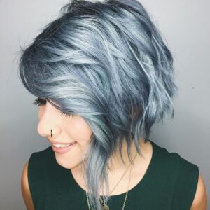 رنگ مو خاکستری آبی