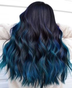 رنگ مو هایلایت آبی 