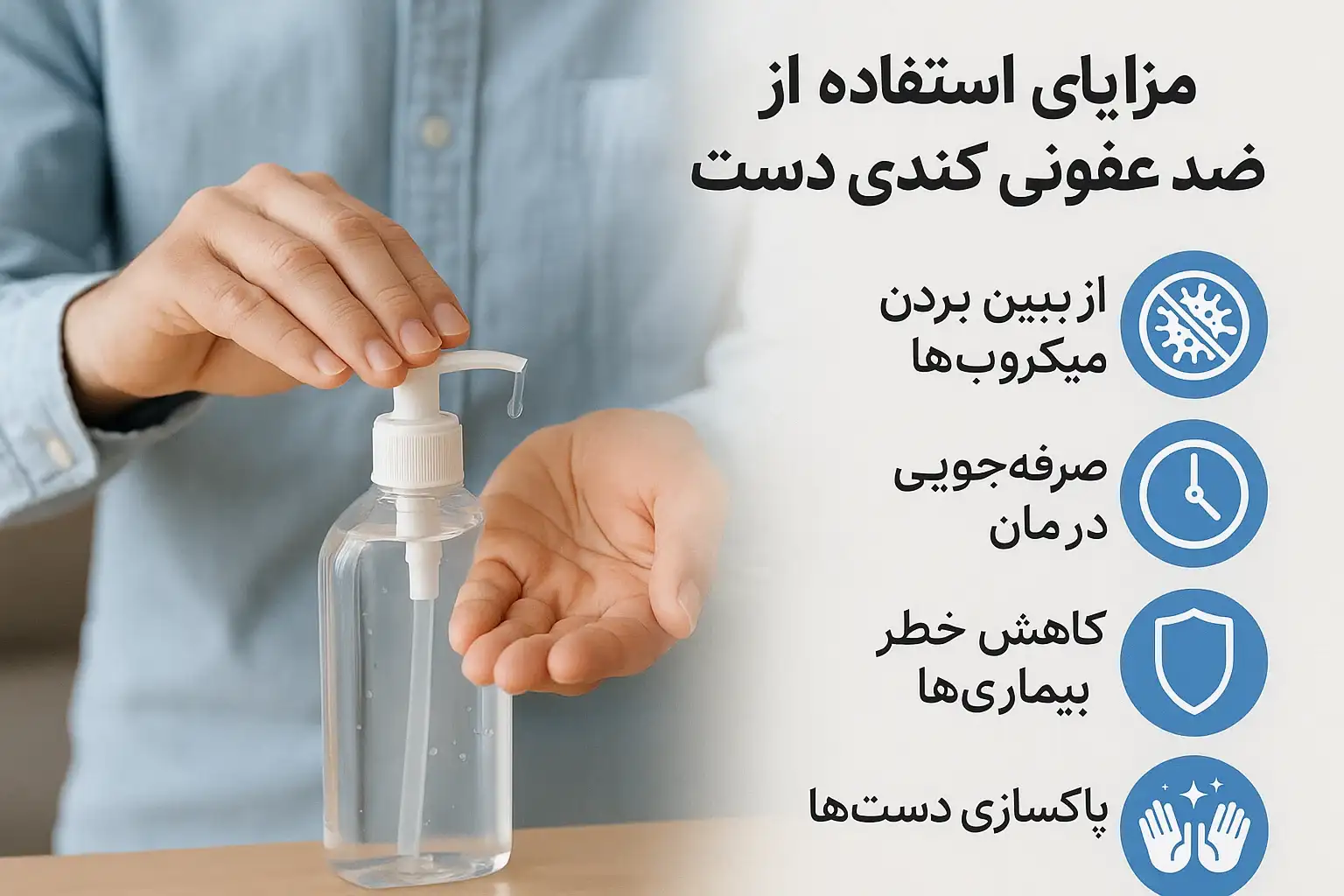 مزایای استفاده از ضد عفونی کننده‌ دست: